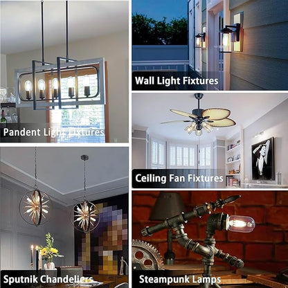 3.2 Inch 3000K Warm White E26 LED Bulb 60 Watt Equal, AC 120V 600LM Edison Bulbs Dimmable, 6W T10 T30 Tubular Filament Light Bulbs Clear Glass for Fan Pendant Wall Light, UL Certified-6 Pack