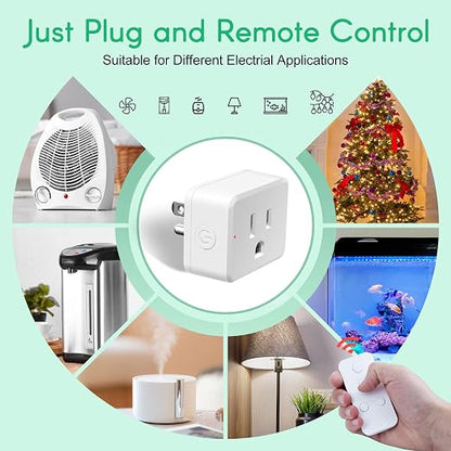 NineLeaf Programmable Remote Timer Switch & Wireless Outlet Plug, 500ft Range Plug in Light Switch, 15A/1500W Wall Mounted On/Off, No Wiring Needed for Fans, Christmas Lights, 1Remote 3Outlets