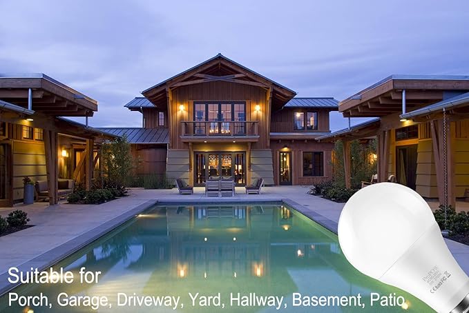 Dusk to Dawn Light Bulb, Sensor LED Bulbs Smart Lights Bulb 5W A19 Automatic On/Off, Indoor/Outdoor Lighting Lamp for Porch Garage Driveway Yard Hallway(E26,Soft White,2-Pack)