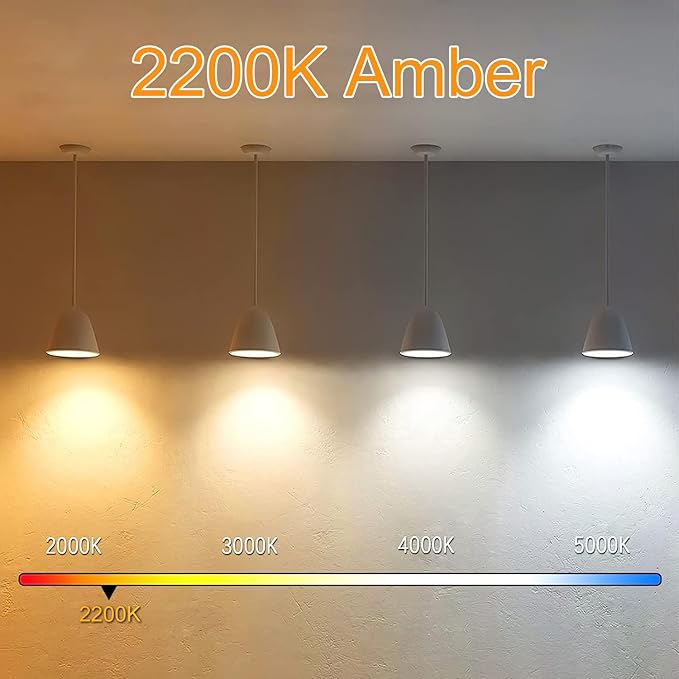 3.2 Inch 2200K Amber White E26 LED Bulb 60 Watt Equal, AC 120V 600LM Edison Bulbs Dimmable, 6W T10 T30 Tubular Filament Light Bulbs Glass for Fan Pendant Wall Light, UL Certified-4 Pack