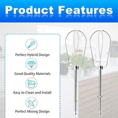2pcs Hand Mixer Beaters Attachments Compatible with MX600B MX3200B MX1500W | Hand Mixer Beaters Attachments Compatible with MX Series Electric Hand Mixers for Cooking and Baking