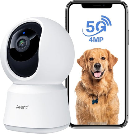ARENTI 4MP Pet Camera P2Q, 5G WiFi 6 Indoor Security Camera, Free Phone App