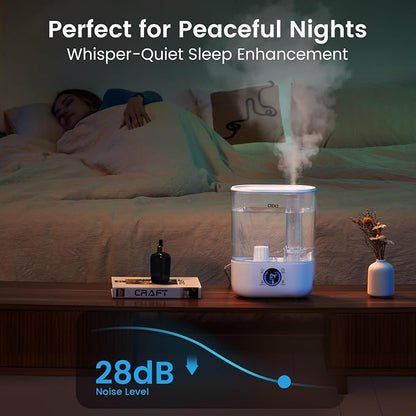 COMHOMA Humidifiers for Bedroom, 5L Top Fill for Large Room, 36H Runtime, 28 dB Quiet Cool Mist Air Humidifier for Baby Nursery, Plants, Indoor, APP/7-color Nightlight,Easy to Clean & Fill,Light White