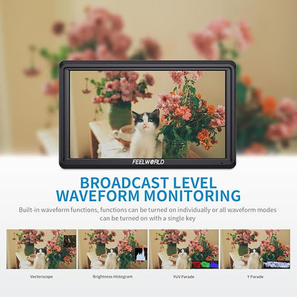 FEELWORLD 5.5 Inch DSR Camera Field Monitor with F550 Battery 2200mAh+Bag Small Full HD 1920x1152 IPS Video Assist Mit HDMI Output and Input S55V3