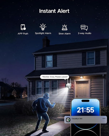 CAMCAMP Wireless Security Camera System Outdoor 8 Cameras for Home Security | Plug-in Powered, Smart Auto Tracking Pan&Tilt, 1080P Cam WiFi Pro 16CH NVR 500GB No Monthly Fee Color Night Vision 2-Way Talk