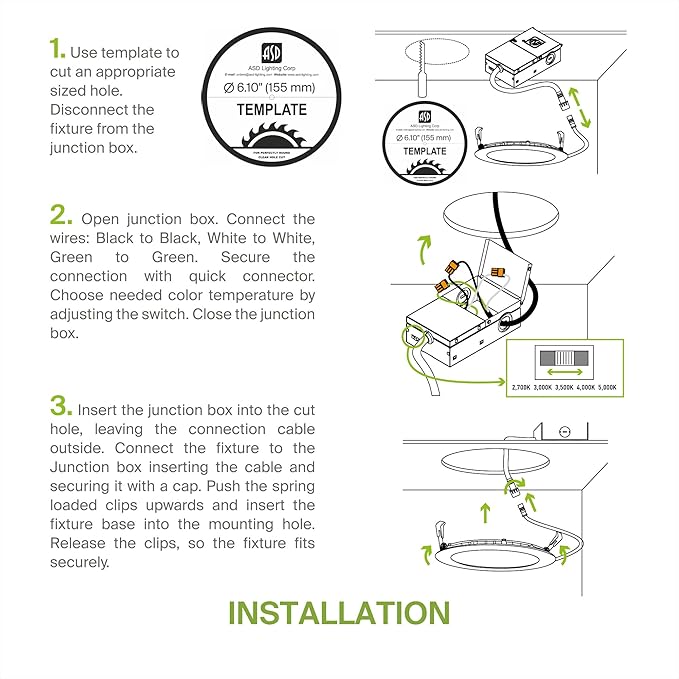 ASD 1 Pack LED Recessed Lighting 6 Inch 15W, 5 CCT 2700K-5000K CRI90+, IC Rated Ultra Thin Dimmable Ceiling Lights with J Box, Canless Wafer Downlight, Round Slim Panel Light, UL Energy Star, Black