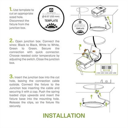 ASD 12 Pack LED Recessed Lighting 6 Inch 15W, 5 CCT 2700K-5000K CRI90+, IC Rated Ultra Thin Dimmable Ceiling Lights with J Box, Canless Wafer Downlight, Round Slim Panel Light, UL Energy Star, Black