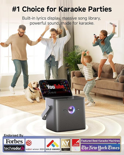 Ikarao Karaoke Machine for Adults, with Lyrics Display and Screen, Karaoke System for YouTube, 2 Wireless Microphones, Autotune & Echo, KaraFun Prime, Portable Karaoke Speaker for Home Outdoor Party