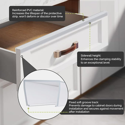 Magicheap 18"Length Cabinet Door Protector, 3/4"Thick, Transparent, 10 PCS | Snugly Fit, Flexible Slip-On, Plastic Cabinet Edge Guard Bumpers, Edge Protectors to Prevent Wear Chipping Discoloration
