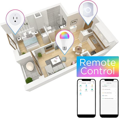 JONATHAN Y BLB2000A-SET2 Smart A19 Dimmable Light Bulb, Dimmable Color Changing LED, Alexa, Google Home Assistant Compatible, No Hub Required, Set of 2