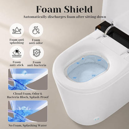 Luxury Smart Toilet with Bidet, Elongated One Piece Toilet with Heated Seat, Dryer, Auto Flush/Lid&Seat, Child Mode, Electric Tankless Toilets for Bathroom with Siphon Flush 1.28 GPF, MAP 1000g