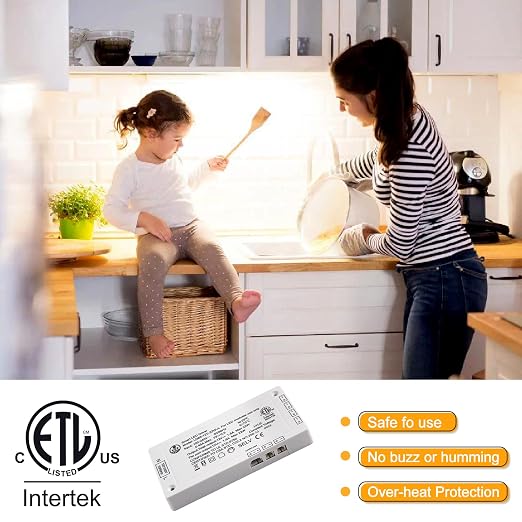 VST 22W LED Power Supply 100V-240V AC to 12V DC Low Voltage LED Transformer with 12V JST Ports, ETL Certified White LED Driver