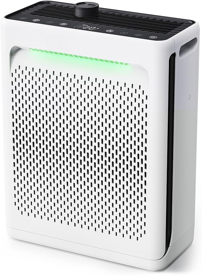 Air Purifier for Home Large Room, CADR 270 Powerful Bedroom Air Cleaner|Washable Pre-Filter, Sleep Mode, AQI Display, AUTOMode with Aromatherapy, Reduce Pets Hair Dust Pollen Odor, DH-JH023 White