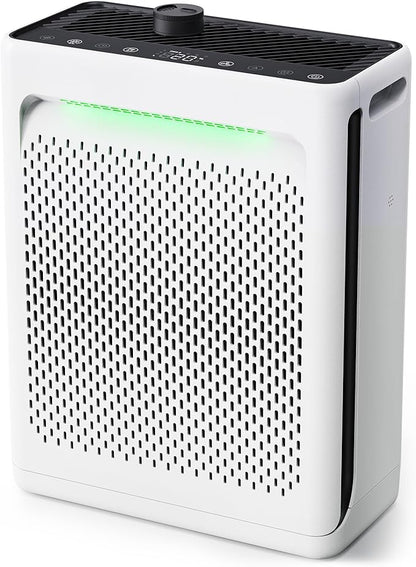 Air Purifier for Home Large Room, CADR 270 Powerful Bedroom Air Cleaner|Washable Pre-Filter, Sleep Mode, AQI Display, AUTOMode with Aromatherapy, Reduce Pets Hair Dust Pollen Odor, DH-JH023 White