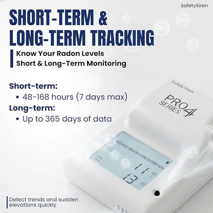 Safety Siren Pro4 Radon Gas Detector - Commercial & Multi-Unit Indoor Radon Monitoring System for Offices, Properties, and Large Buildings with Digital Display and Alarm Function - Pack of 6