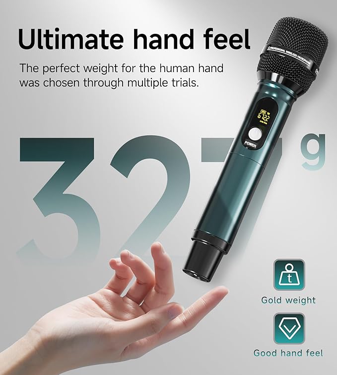 Portable Karaoke Machine with AI Voice Removal & Studio-Grade Reverb - Wireless Microphones System, Bluetooth 5.0, Professional Mics for Home Singing