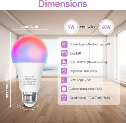 ORALUCE 丨 Bundle - Candelabra Light Bulbs Warm White 5000K (Pack of 6) & Smart LED Bulb A19 Wi-Fi and Bluetooth (Pack of 4)