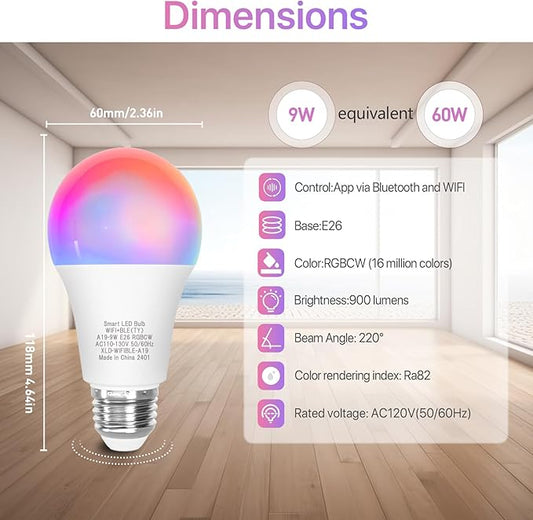 ORALUCE 丨 Bundle - Motion Sensor Light Bulbs (Pack of 2) & Smart LED Bulb A19 Wi-Fi and Bluetooth (Pack of 4)
