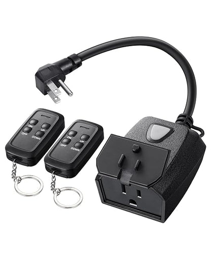 DEWENWILS Outdoor Dimmer for String Lights, Two-Remote Control Dimmable Plug, 100FT Range, Waterproof Plug in Dimmer for Dimmable LED/Tungsten Bulbs
