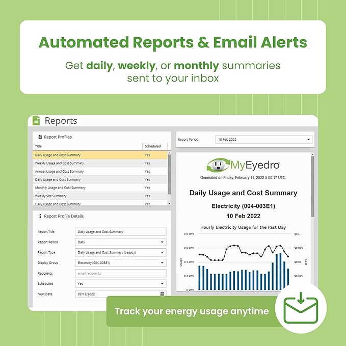 Eyedro Home Energy Monitor – Real-Time Electricity Usage Monitor with Solar Net Metering-Whole House Power Consumption Monitor–WiFi/Ethernet Smart Energy Meter with Reports & History, 2 Sensors