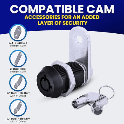 FJM Security MEI-2400AS-BLK-KD Tubular Cam Lock for Smart Home, Cabinet Locks Baby Proofing Solution, Door Lock & Drawer Lock for Home Improvement, with 5/8" Cylinder, Keyed Different, Black Finish