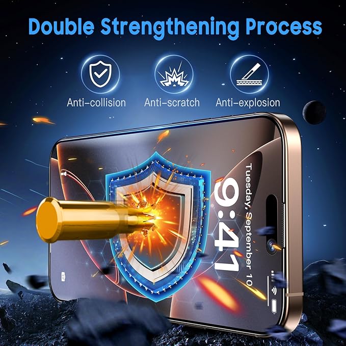 Uyiton Compatible with iPhone 16 Pro Matte Screen Protector - Anti-Fingerprint Shatterproof Full Coverage Case Friendly Smooth as Silk 9H Tempered Glass Screen Cover, 2 Pack