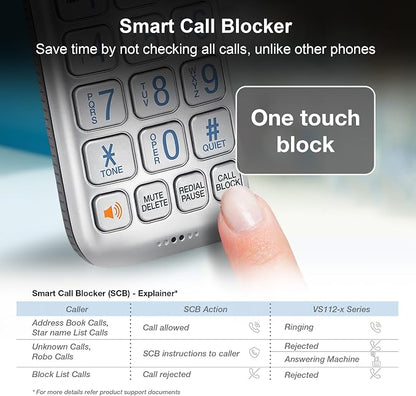 VTech VS112-3 DECT 6.0 Bluetooth 3 Handset Cordless Phone for Home with Answering Machine, Call Blocking, Caller ID, Intercom and Connect to Cell (Silver & Black)