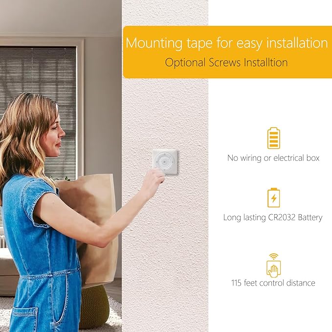 AC134-06 RF Wireless Wall Remote Control - 6 Channel Replacement Transmitter for Individual Shade, Group Room and Whole Home Shade Control