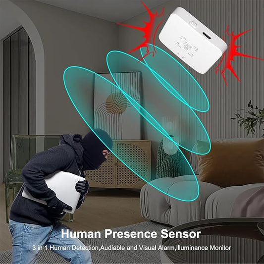 WiFi Human Presence Sensor: Smart Motion Sensor with App Notification Alerts, mmWave Radar Detector, Zone Positioning, Human Body Exists Sensor for Home Security & Home Automation
