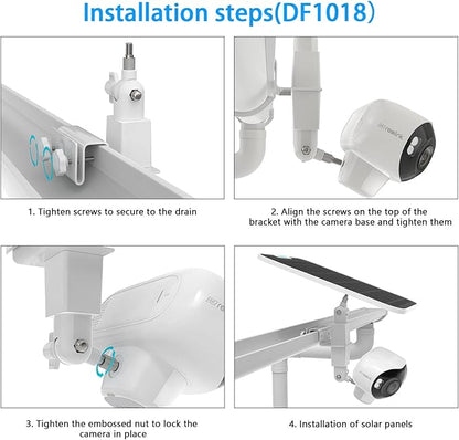 2 in 1 Camera Gutter Mount for Reolink Argus 4 Pro 4K Solar Security Cameras (White)