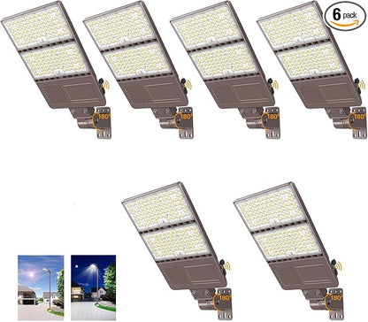6 Pack LED Parking Lot Light 320W 256W 192W Adjustable, UL Listed 5700K 5000K 4500K Tunable, 48000LM Commercial Street Area LED Shoebox Light with Photocell, AC100-277V