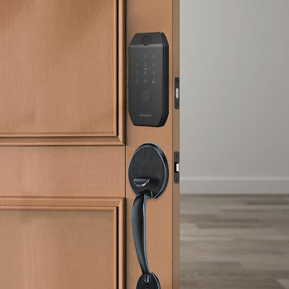 Energizer Smart Door Lock, Deadbolt with Keyless Fingerprint Entry, App Control, Anti-Peep Passcode Touchscreen, 2 Key Fobs & 2 Keys, Holds 50 Fingerprints, One-Touch & Auto-Lock, Doorbell