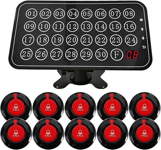 Life Alert Care Giver Pager Nurse Call System 30-line Elderly Monitoring 10 Emergency Bathroom Alarm Button for Patients Seniors Disabled SOS Help for Nursing Home Hospital Clinic Restaurant