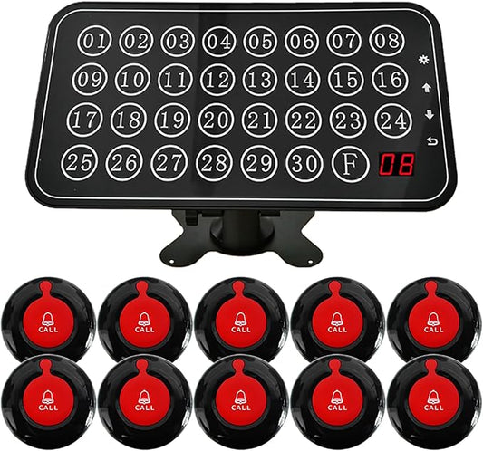 Life Alert Care Giver Pager Nurse Call System 30-line Elderly Monitoring 10 Emergency Bathroom Alarm Button for Patients Seniors Disabled SOS Help for Nursing Home Hospital Clinic Restaurant