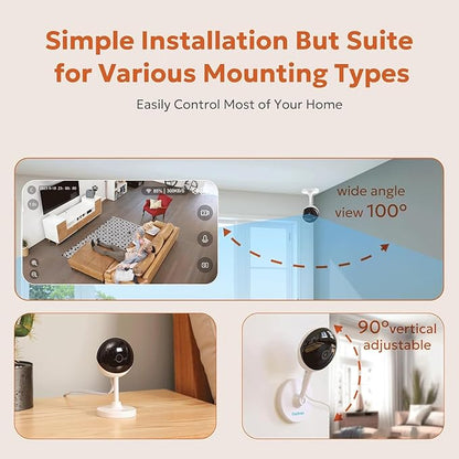 owltron Indoor Security Camera, 2K Cameras for Home Security with Motion Detection, Pet Cam & Baby Monitor with Night Vision, 2.4 GHz WiFi Two-Way Talk, Cloud/SD Storage, Works with Alexa (2 Pack)