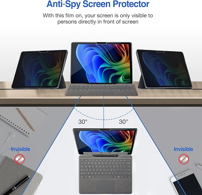 ProCase Privacy Screen Protector for Surface Pro 12 Inch 2025, Anti-Spy Tempered Glass Film Guard for 12" Surface Pro 2025 Release