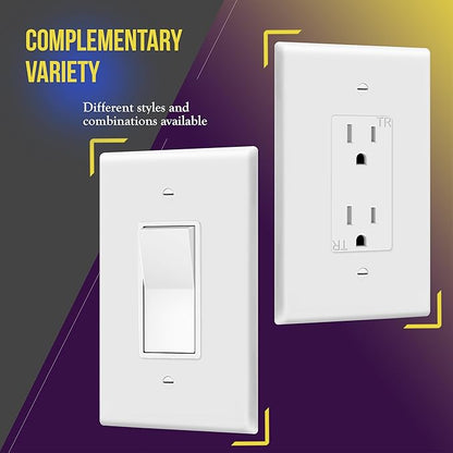 ENERLITES Decorator Light Switch or Receptacle Outlet Wall Plate, Over-Size 1-Gang 5.5" x 3.5", Polycarbonate Thermoplastic, 8831O-W, White