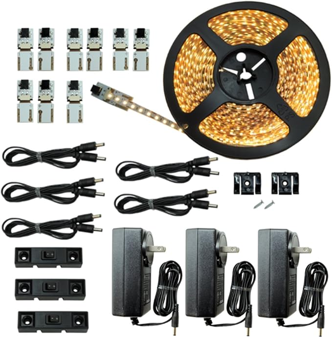 LED Lighting | Cut and Connect Series Kit: Ultra Bright | Warm White | ~3000 K | 39.5ft/ 12M Kit Under Cabinet lighting | Cove lighting | Dimmable | Customizable length with adhesive LED Strip