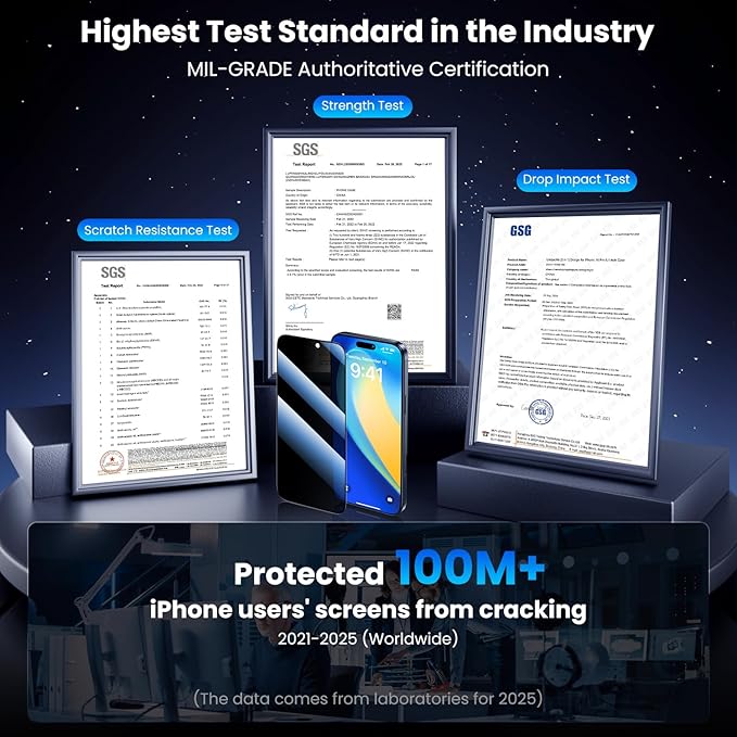 Uyiton for iPhone 16 Pro Max Privacy Screen Protector, [Easy to Install] [Zero Bubble] Shatterproof Full Coverage Anti-Fingerprint & Scratch Proof Tempered Glass, 2 Pack