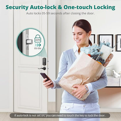 AkaGear Keyless Entry Door Lock with Fingerprint - Door Locks with 2 Keys, Electronic Keypad Deadbolt, Smart Door Locks, Smart Locks for Front Door, Auto-Lock & One Touch Locking - Matte Black