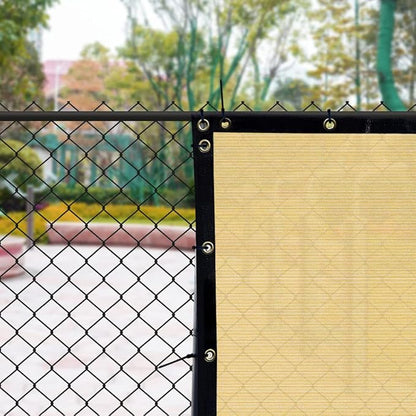 iCover 6x25ft Privacy Screen Fence, Outdoor Fencing Panels, Garden Windscreen Mesh Shade Sail Net Barrier, Include Reinforced Bindings and Brass Grommets Cable Zip Ties, Sand