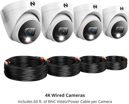 Night Owl Add On Wired 4K HD Indoor/Outdoor Deterrence Dome Cameras with 2-Way Audio (4 Pack)