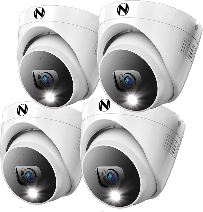 Night Owl Add On Wired 4K HD Indoor/Outdoor Deterrence Dome Cameras with 2-Way Audio (4 Pack)