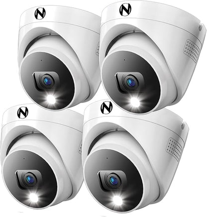 Night Owl Add On Wired 4K HD Indoor/Outdoor Deterrence Dome Cameras with 2-Way Audio (4 Pack)