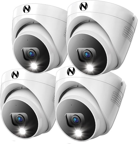 Night Owl Add On Wired 4K HD Indoor/Outdoor Deterrence Dome Cameras with 2-Way Audio (4 Pack)