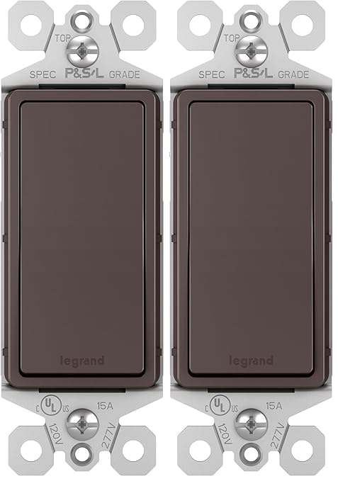 Legrand - Pass & Seymour Radiant 15 Amp Light Switch, Dark Bronze Single Pole Rocker, TM870DBCC10, 1 Count (Pack of 2)