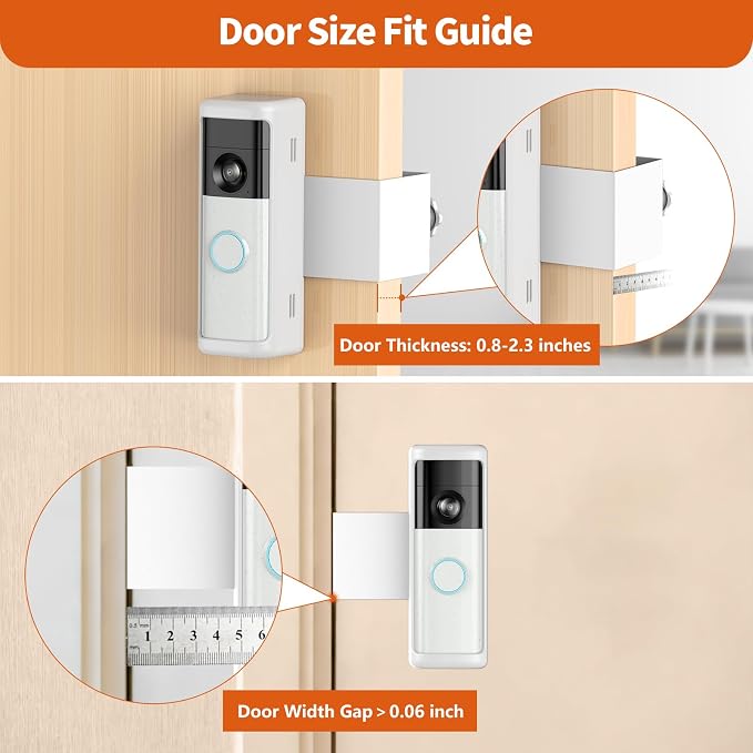 No-Drill Doorbell Mount with Rain Cover, Anti-Theft Door Bracket | Compatible with Battery Doorbell/Plus/Pro(2026 Model),Quick Install Doorbell Camera Holder for Rental Apartment,White