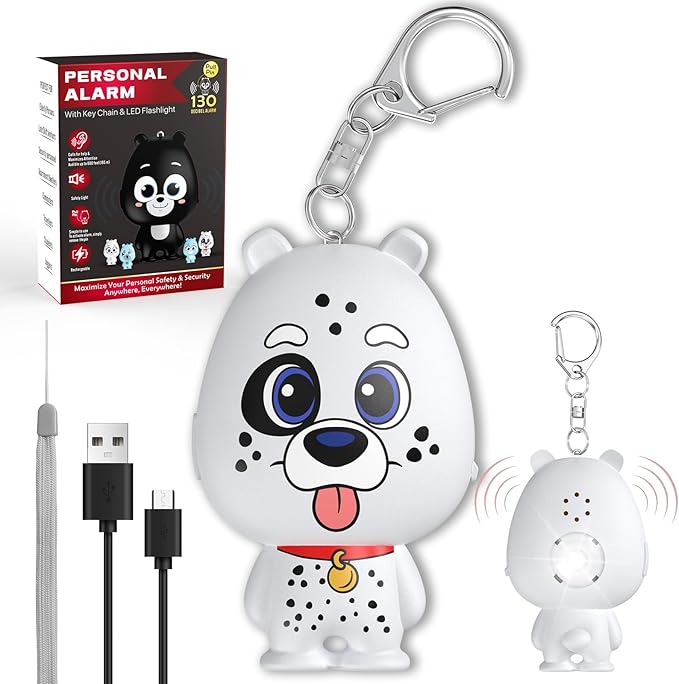 Rechargeable Personal Alarm for Women – 130dB Loud Emergency Alarm Keychain with Strobe Light, Self-Defense Safety Alarm with Low Battery Alert for Women, Kids & Seniors