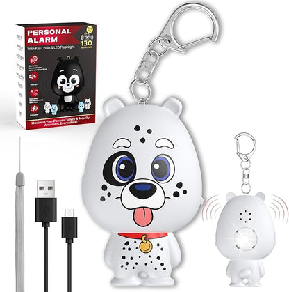 Rechargeable Personal Alarm for Women – 130dB Loud Emergency Alarm Keychain with Strobe Light, Self-Defense Safety Alarm with Low Battery Alert for Women, Kids & Seniors