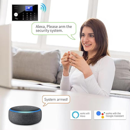 Alarm System with Phone APP Alert,DIY WiFi Home Security Alarm System,12pcs Kit Motion Detector,Door Sensor,Remote Control,Siren,Compatible with Alexa Google for Home Villa,for Children Elderly Safety